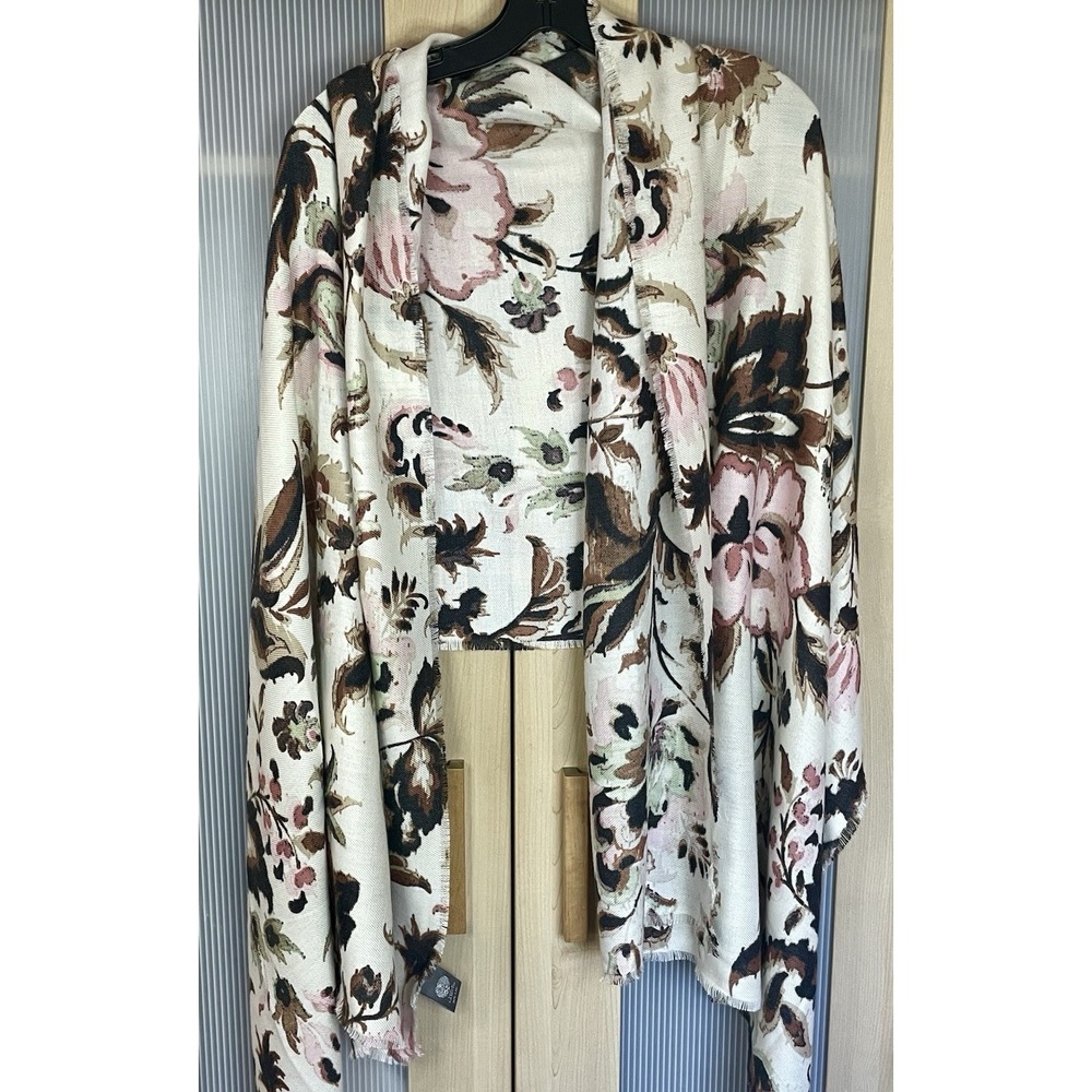 Vince Camuto Women Shawl One Size New Floral Beige Party Pashmina Wedding Resort